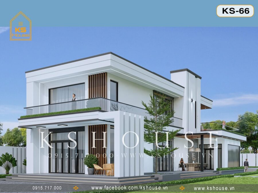 Thiết kế biệt thự 2 tầng hiện đại ở Bình Phước M66