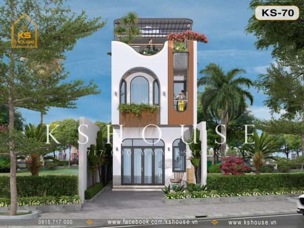 Thiết kế thi công nhà phố ở bình dương 2 tầng 1 tum