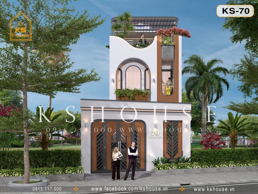Mặt tiền nhà phố 2 tầng 1 tum 6x14