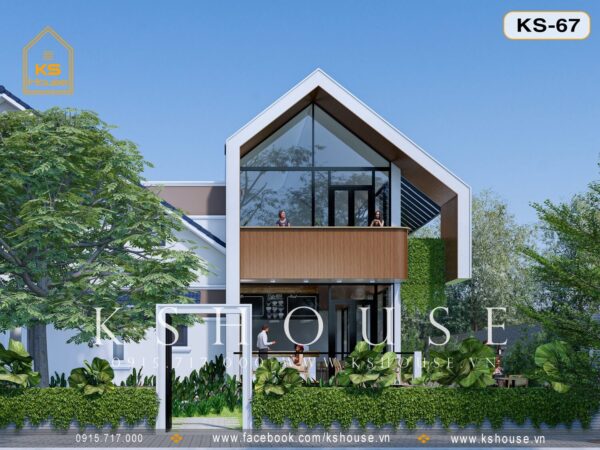 Thiết kế quán cafe 2 tầng hiện đại không gian mở có sân vườn ở Bình Dương