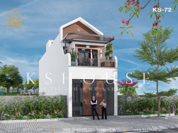 Bản vẽ nhà phố 2 tầng hiện đại KS72